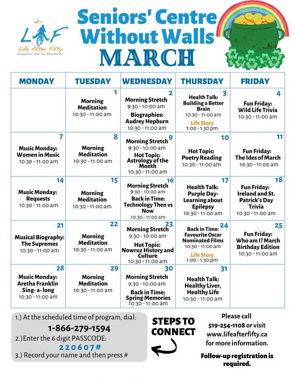 March SCWW Schedule